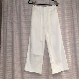 High rise white wide leg pants